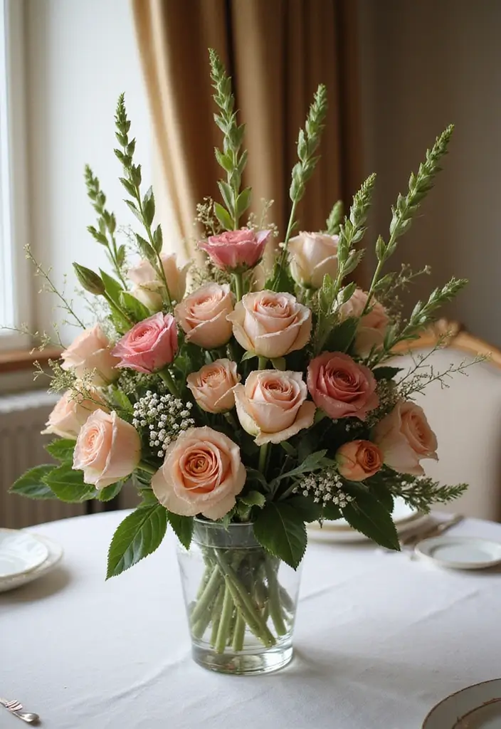 30 Flower Bouquet Arrangement Ideas for Every Occasion - 29. Elegant Table Setting Bouquet