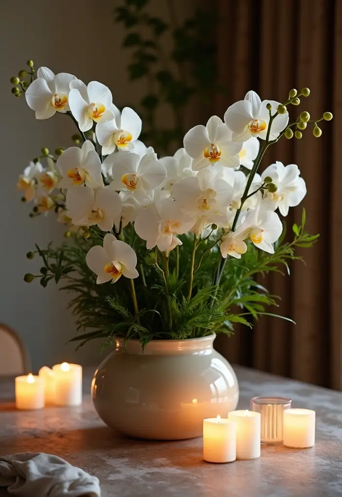 30 Flower Bouquet Arrangement Ideas for Every Occasion - 4. Elegant Orchid and Foliage Fusion