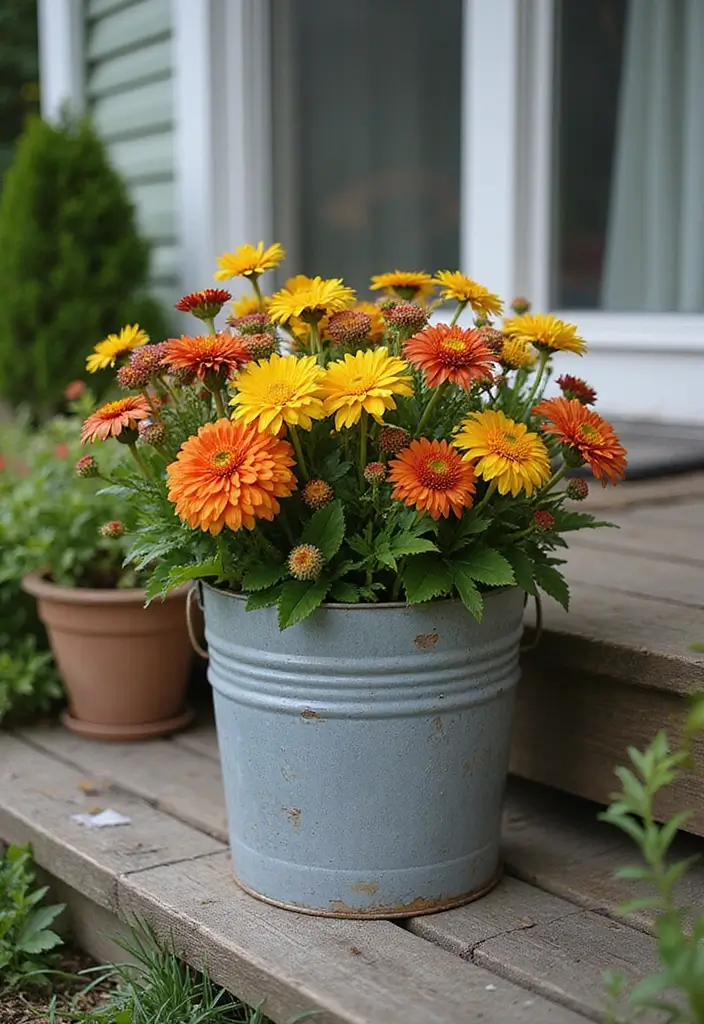 30 Flower Bouquet Arrangement Ideas for Every Occasion - 9. Rustic Farmhouse Bucket Bouquet
