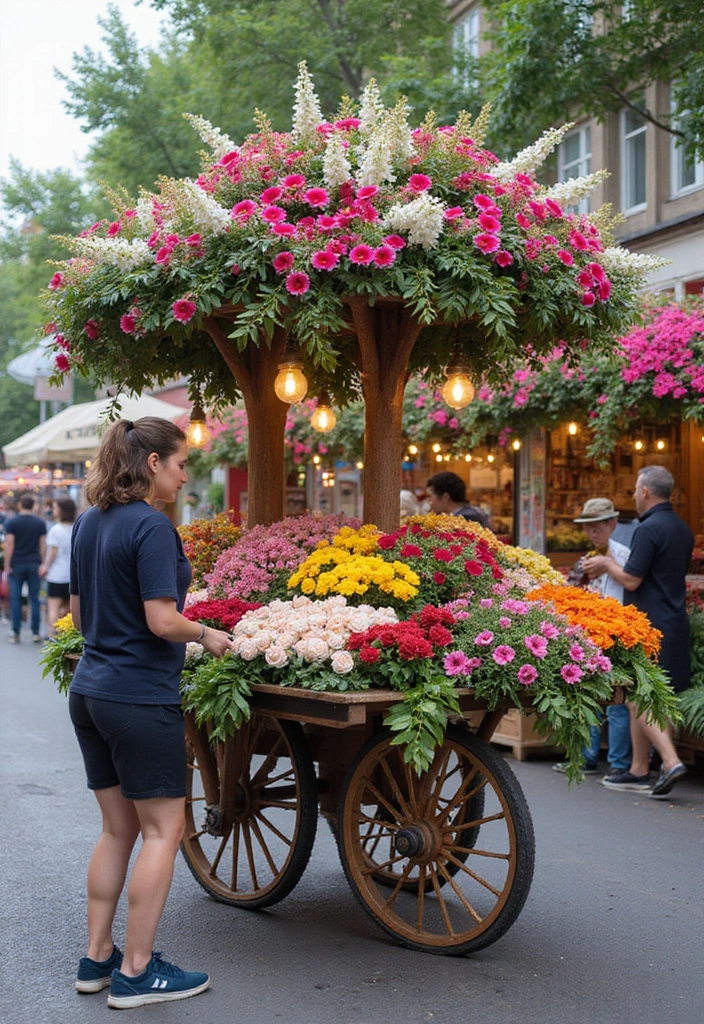30 Flower Cart Decoration Ideas That Turn Heads at Markets - 30. Flower-Themed Events and Pop-Ups