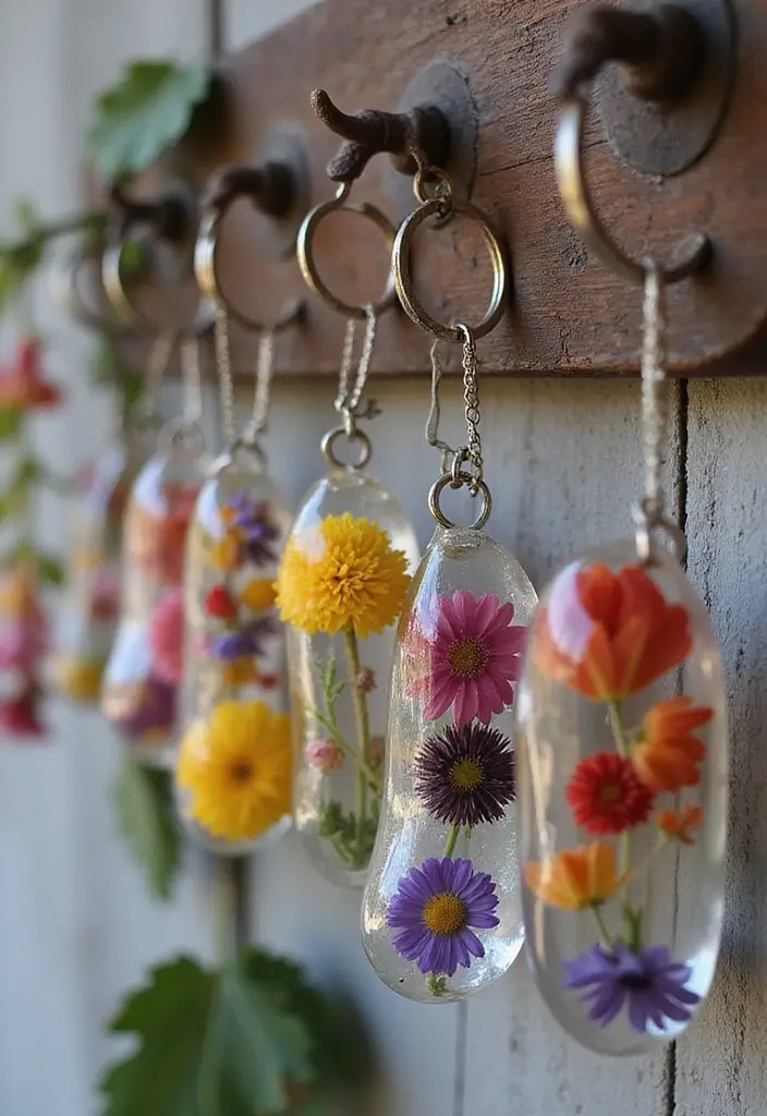 30+ Flower Drying Ideas for Keepsakes and Home Decor 16 30+ Flower Drying Ideas for Keepsakes and Home Decor - 16. Dried Flower Keychains