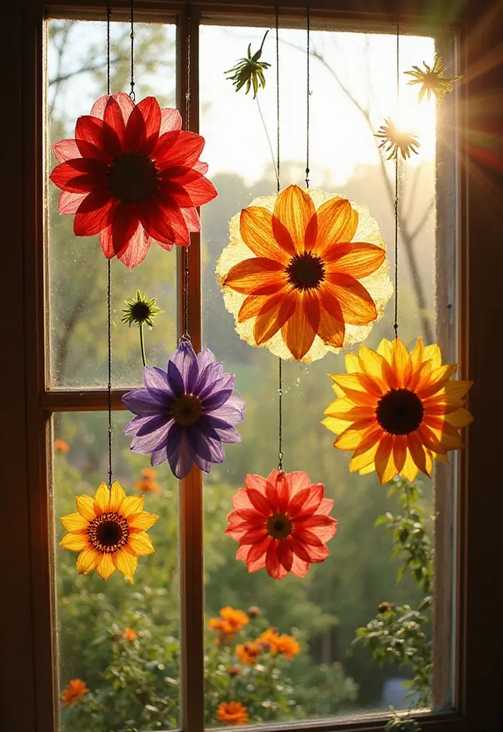 30+ Flower Drying Ideas for Keepsakes and Home Decor 17 30+ Flower Drying Ideas for Keepsakes and Home Decor - 17. Dried Flower Suncatchers