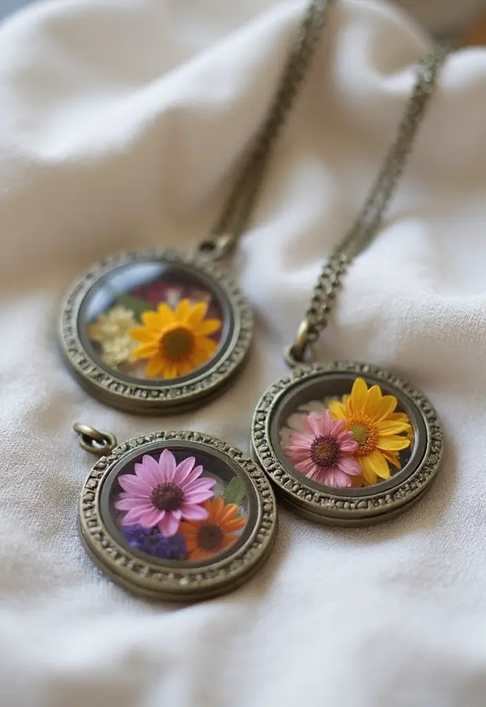 30+ Flower Drying Ideas for Keepsakes and Home Decor 21 30+ Flower Drying Ideas for Keepsakes and Home Decor - 21. Dried Flower Locket Necklaces