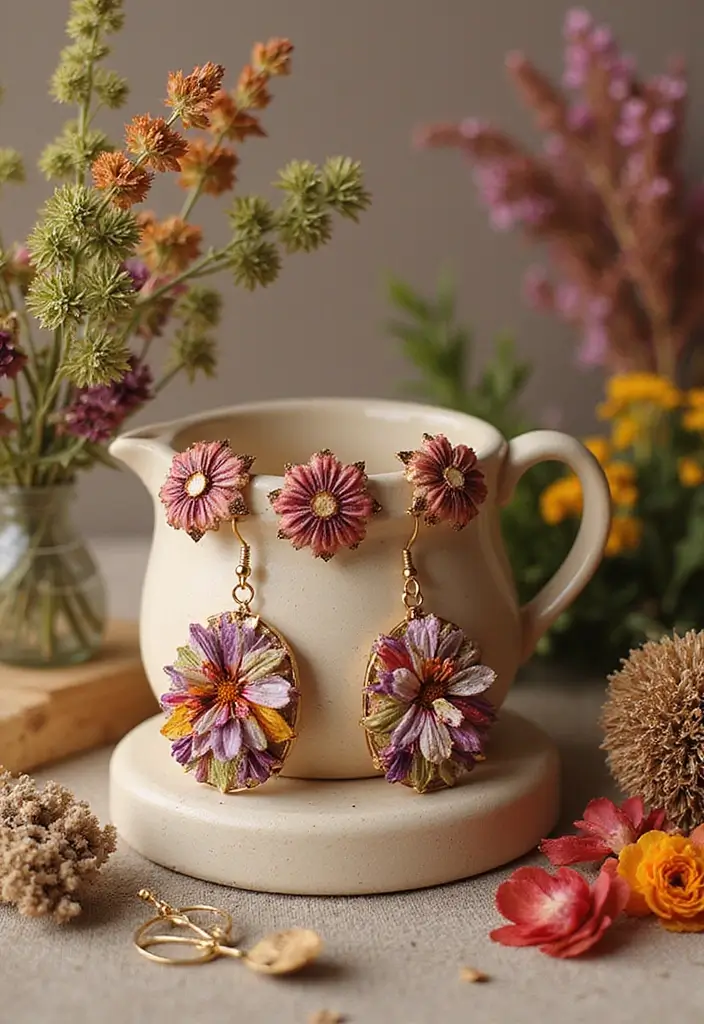 30+ Flower Drying Ideas for Keepsakes and Home Decor 27 30+ Flower Drying Ideas for Keepsakes and Home Decor - 27. Dried Flower Jewelry