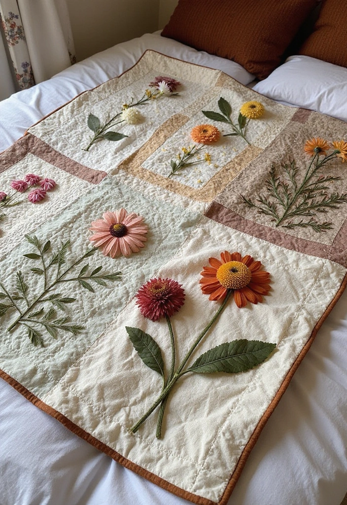 30+ Flower Drying Ideas for Keepsakes and Home Decor 29 30+ Flower Drying Ideas for Keepsakes and Home Decor - 29. Dried Flower Quilts