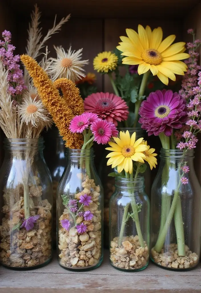 30+ Flower Drying Ideas for Keepsakes and Home Decor 8 30+ Flower Drying Ideas for Keepsakes and Home Decor - 8. Decorative Dried Flower Jars