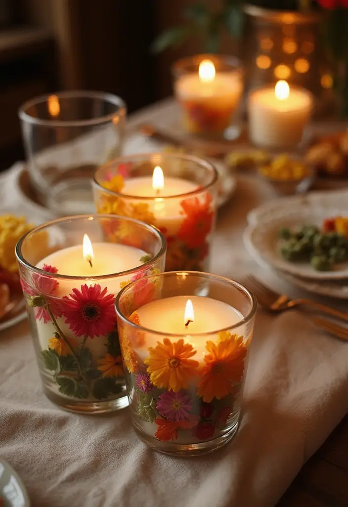30+ Flower Drying Ideas for Keepsakes and Home Decor 9 30+ Flower Drying Ideas for Keepsakes and Home Decor - 9. Flower-Infused Candles