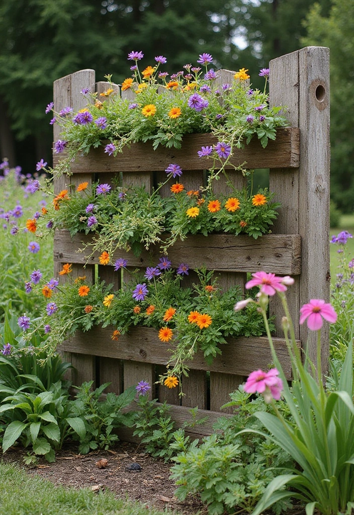 30+ Flower Fence Ideas to Add Charm and Privacy to Your Yard - 5. Rustic Pallet Flower Fence