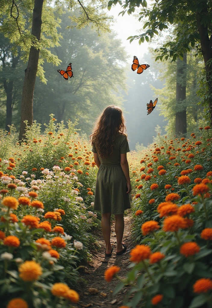 30 Flower Garden Photoshoot Ideas for Magical Pictures - 13. Garden Butterfly Sanctuary