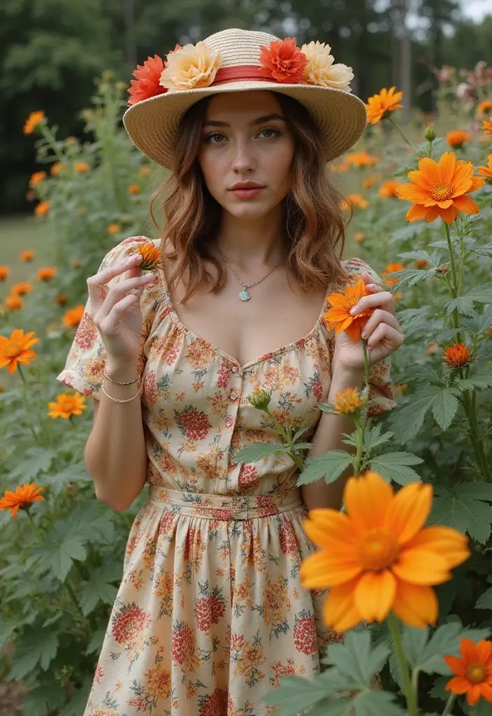 30 Flower Garden Photoshoot Ideas for Magical Pictures - 19. Flower-Infused Clothing