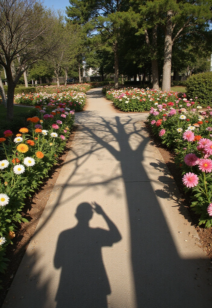 30 Flower Garden Photoshoot Ideas for Magical Pictures - 21. Whimsical Shadow Play