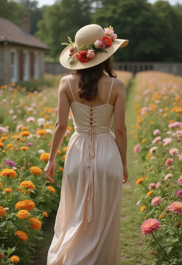 30 Flower Garden Photoshoot Ideas for Magical Pictures - 24. Bonnet and Bloom