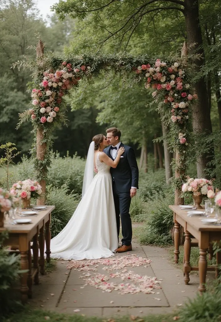 30 Flower Garden Photoshoot Ideas for Magical Pictures - 27. Rustic Garden Wedding Theme