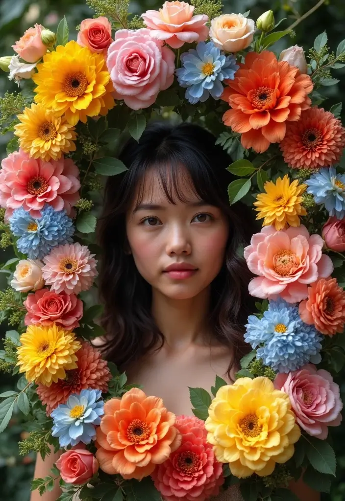 30 Flower Garden Photoshoot Ideas for Magical Pictures - 28. Creative Floral Backdrops