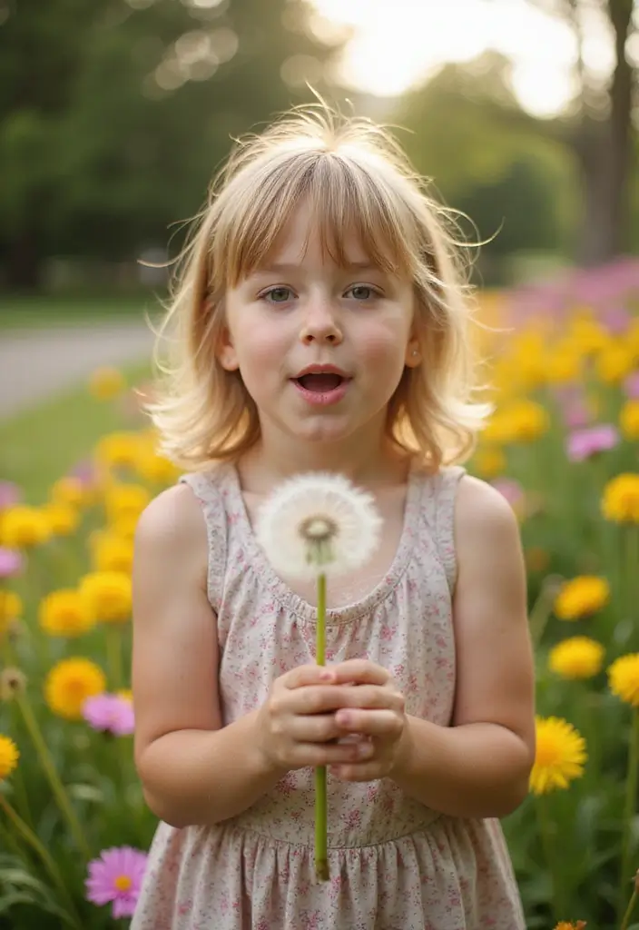 30 Flower Garden Photoshoot Ideas for Magical Pictures - 9. Dandelion Wishes