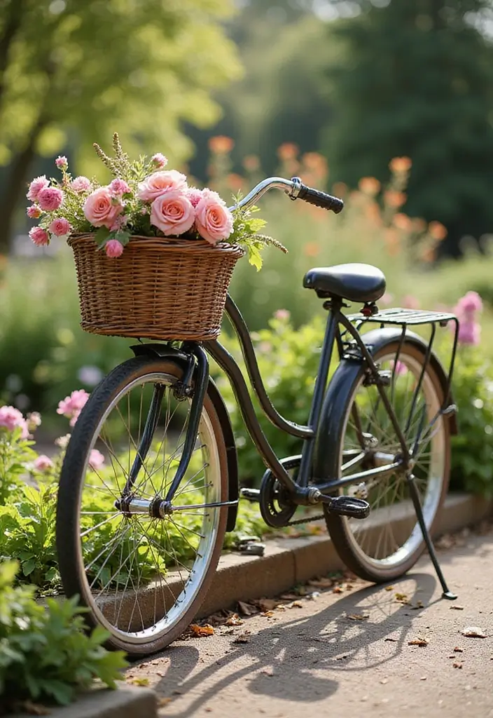30+ Flower Pot Ideas That Will Instantly Brighten Your Home and Garden - 28. Vintage Bicycle Planters