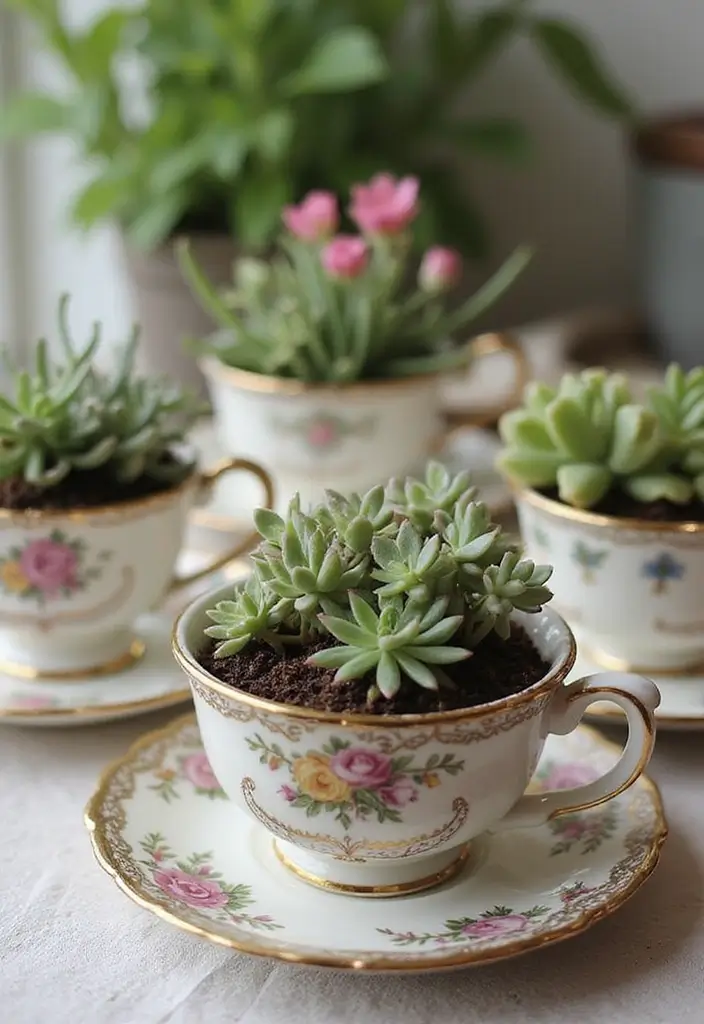30+ Flower Pot Ideas That Will Instantly Brighten Your Home and Garden - 5. Vintage Teacups