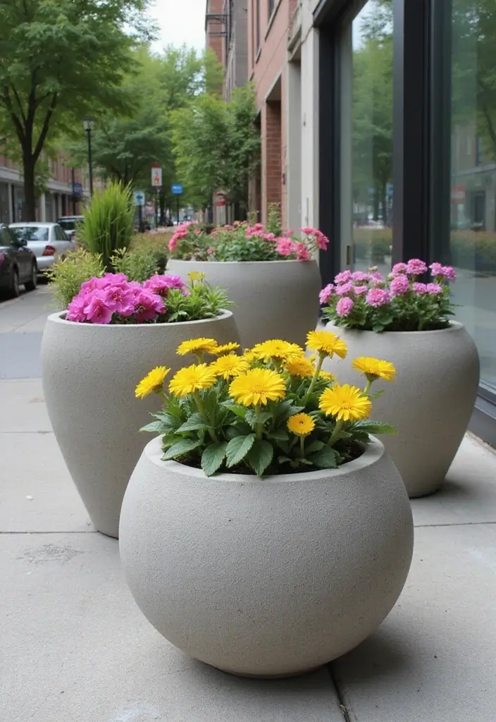 30+ Flower Pot Ideas That Will Instantly Brighten Your Home and Garden - 7. Concrete Flower Pots