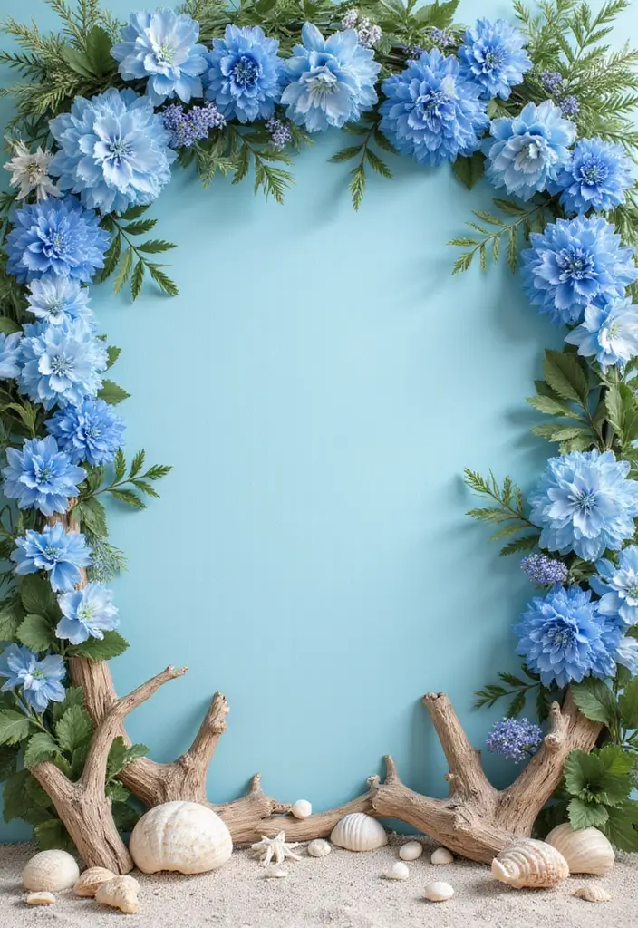 30+ Flower Wall Ideas Perfect for Weddings, Events, and Homes - 10. Coastal Beach Flower Wall