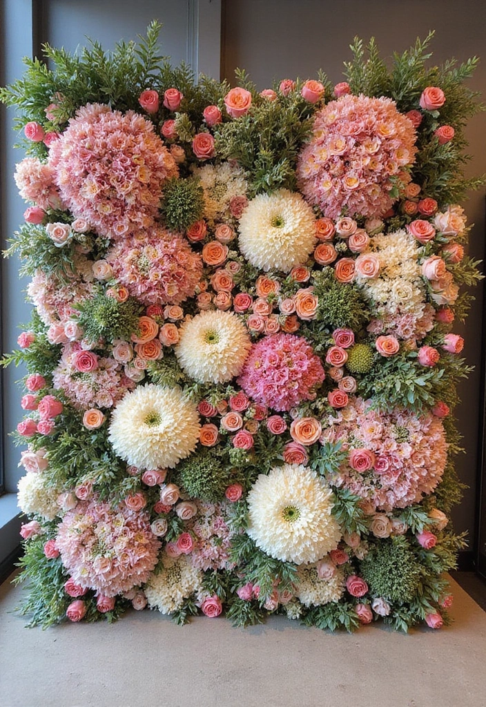 30+ Flower Wall Ideas Perfect for Weddings, Events, and Homes - 15. Multi-Layered Flower Wall