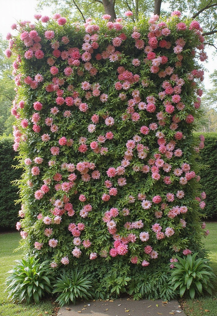 30+ Flower Wall Ideas Perfect for Weddings, Events, and Homes - 16. Hanging Flower Wall
