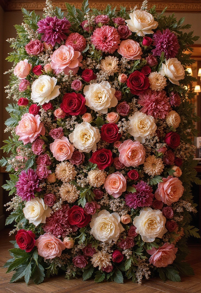 30+ Flower Wall Ideas Perfect for Weddings, Events, and Homes - 2. Vintage Glam Flower Wall