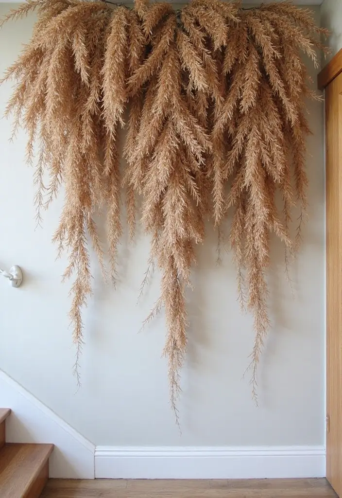 30+ Flower Wall Ideas Perfect for Weddings, Events, and Homes - 21. Dry-Flower Cascade Wall