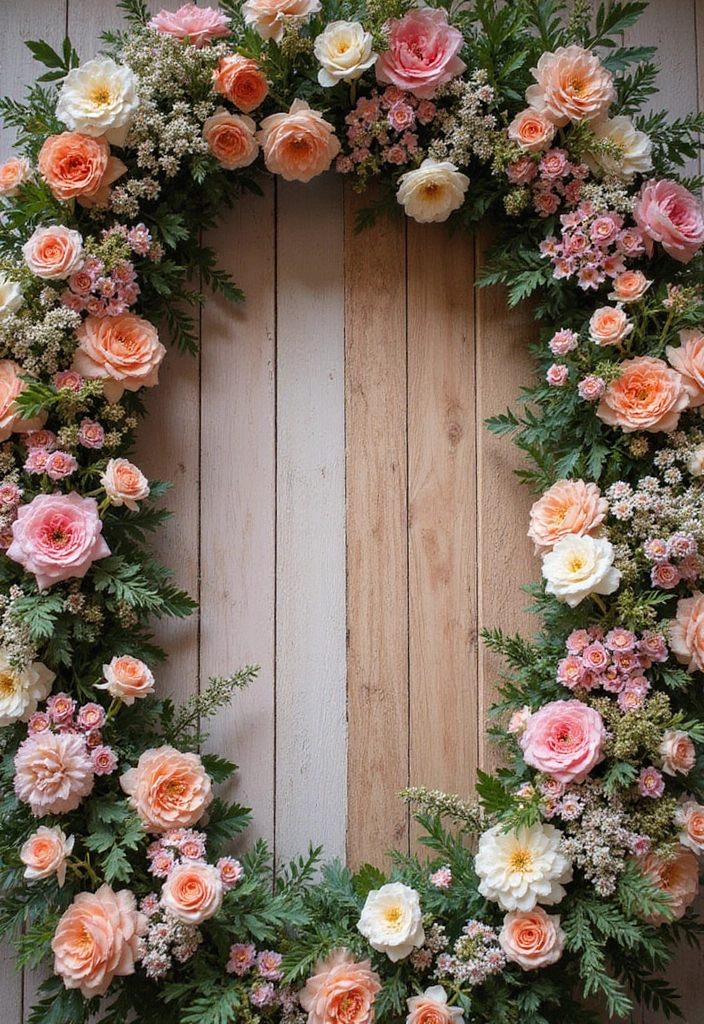 30+ Flower Wall Ideas Perfect for Weddings, Events, and Homes - 24. Combining Elements: Floral and Non-Floral Decor