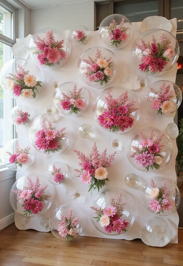 30+ Flower Wall Ideas Perfect for Weddings, Events, and Homes - 29. Floral Bubble Wall