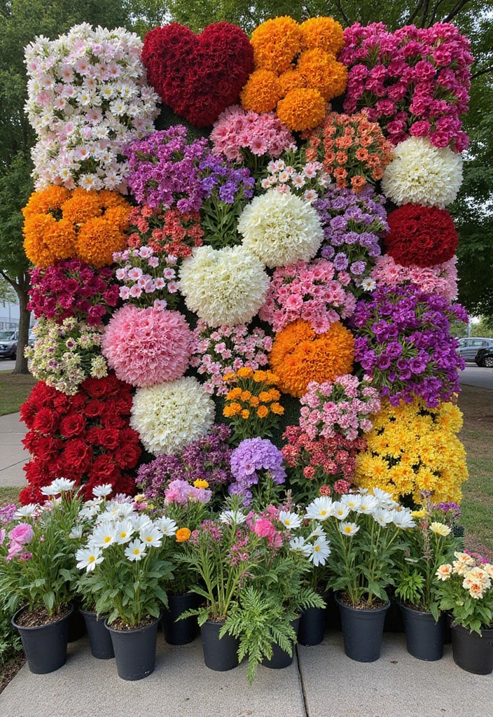 30+ Flower Wall Ideas Perfect for Weddings, Events, and Homes - 30. Community Flower Wall
