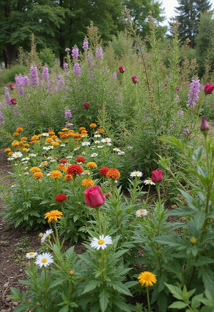 30 Front Flower Bed Ideas That Boost Curb Appeal Instantly - 20. Rustic Charm with Native Plants