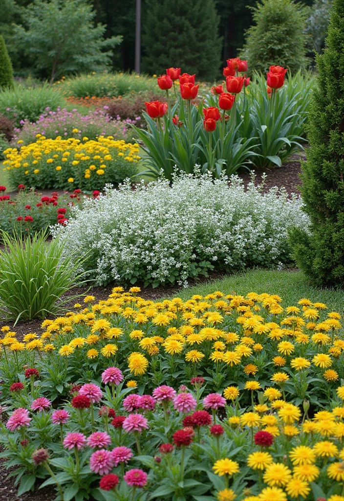 30 Front Flower Bed Ideas That Boost Curb Appeal Instantly - 21. Layered Landscapes