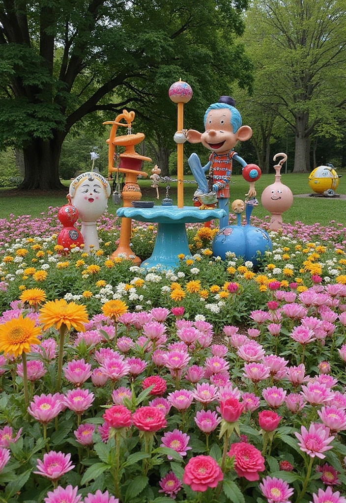 30 Front Flower Bed Ideas That Boost Curb Appeal Instantly - 25. Whimsical Touches