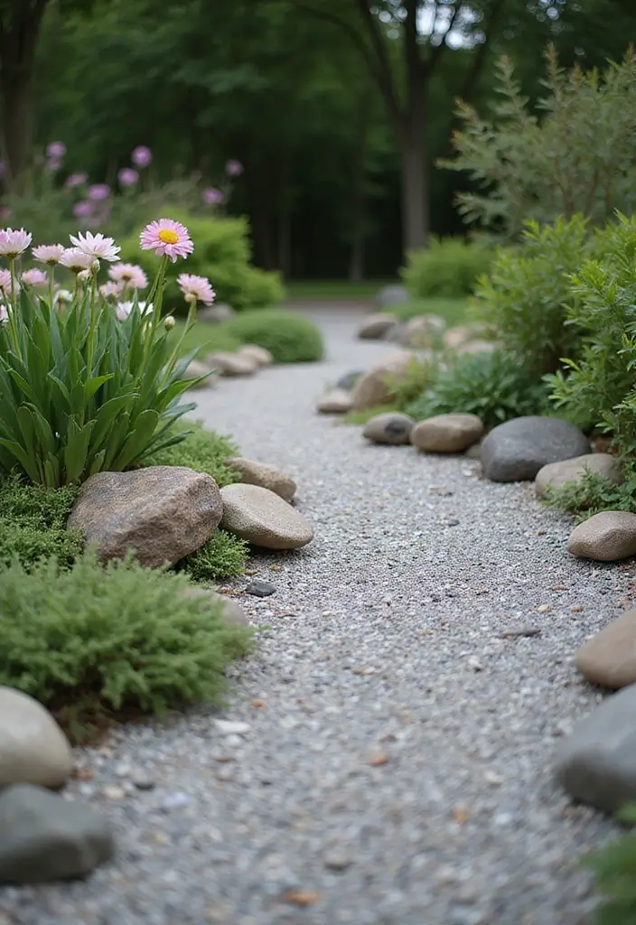 30 Front Flower Bed Ideas That Boost Curb Appeal Instantly - 26. Zen Garden Elements