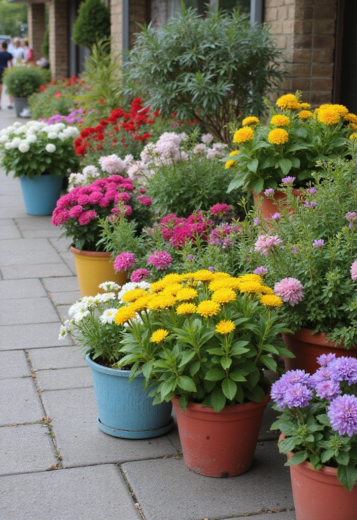 30 Front Flower Bed Ideas That Boost Curb Appeal Instantly - 9. Container Gardens