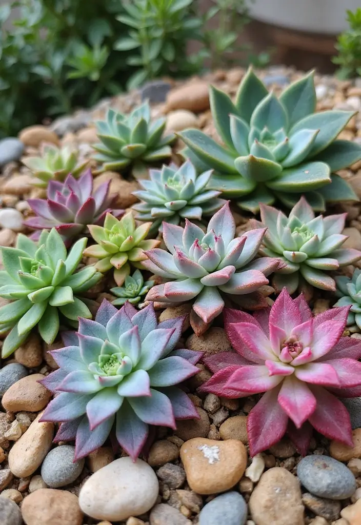 30 Front Flower Bed Ideas for Full Sun Gardens - 1. Vibrant Succulent Arrangement