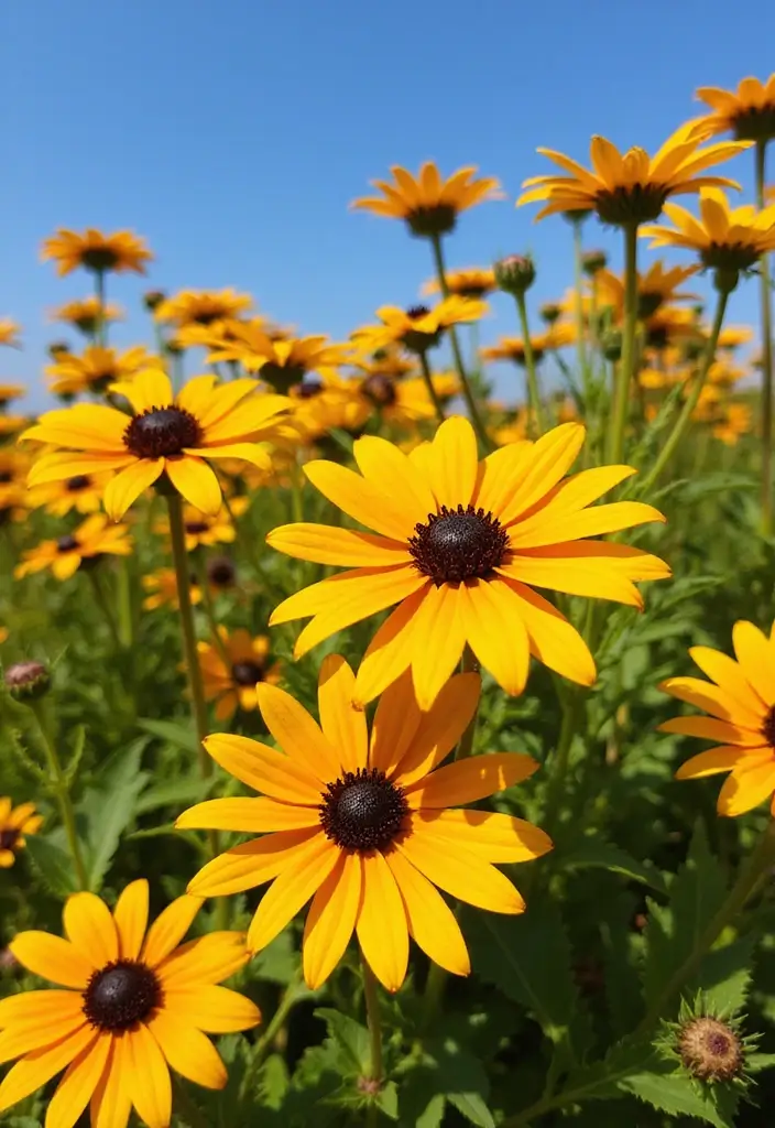 30 Front Flower Bed Ideas for Full Sun Gardens - 10. Cheerful Black-Eyed Susans