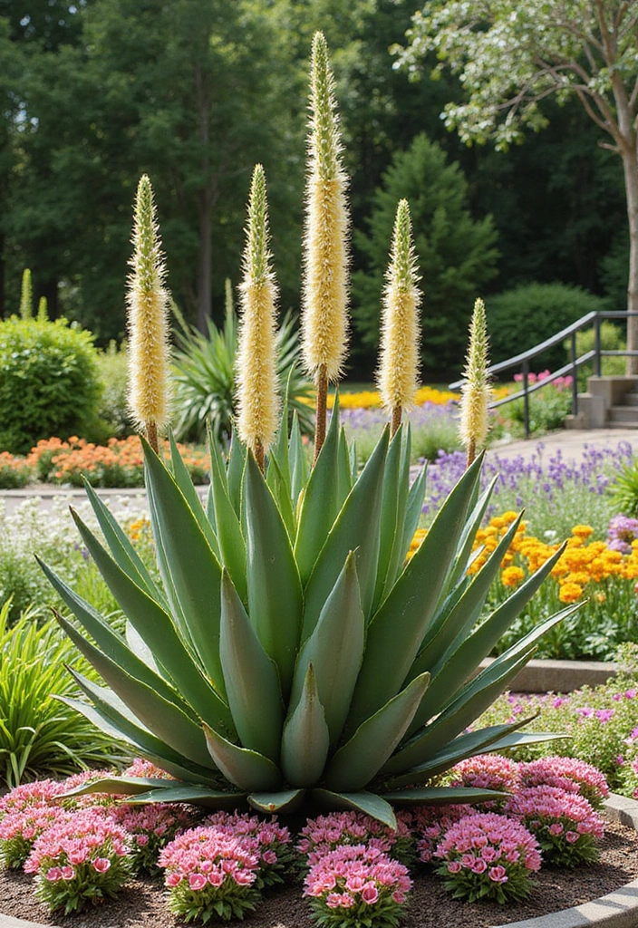 30 Front Flower Bed Ideas for Full Sun Gardens - 14. Unique Yucca Plants