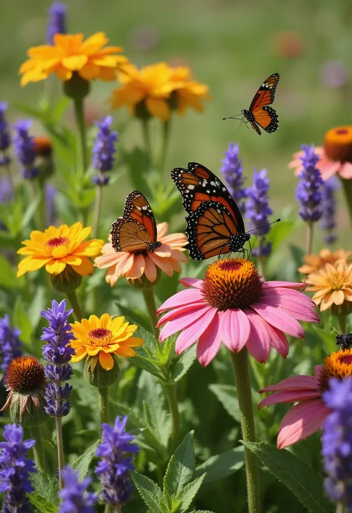30 Front Flower Bed Ideas for Full Sun Gardens - 19. Bright Butterflies