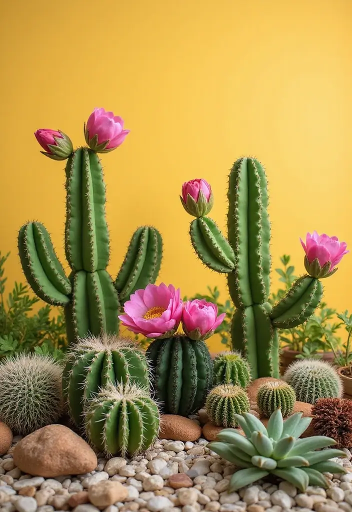 30 Front Flower Bed Ideas for Full Sun Gardens - 28. Endearing Cactus Plants