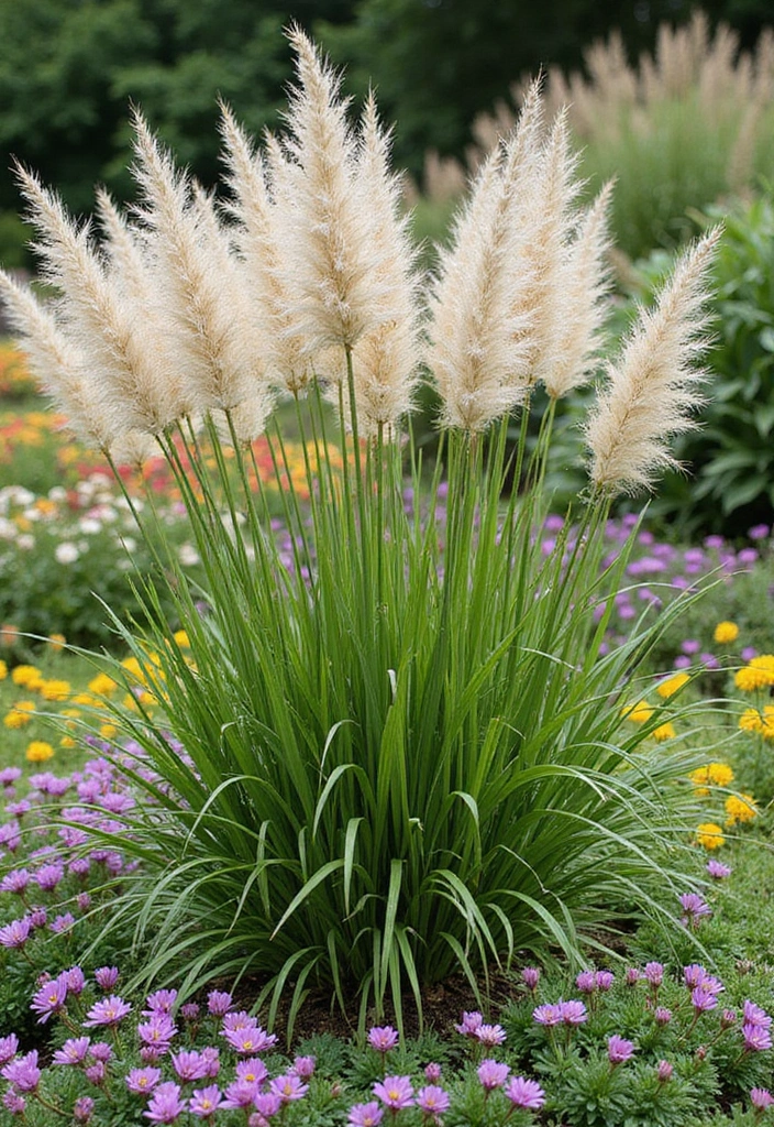 30 Front Flower Bed Ideas for Full Sun Gardens - 6. Textured Ornamental Grasses
