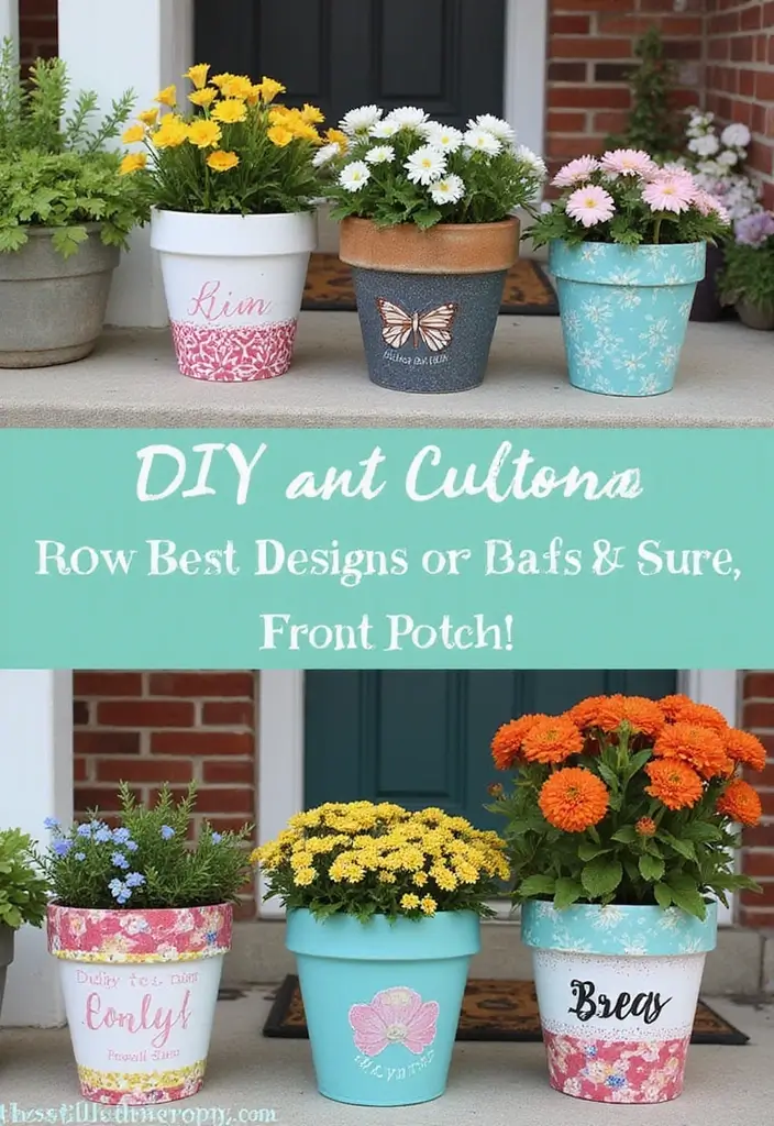 30 Front Porch Flower Pot Ideas That Make a Welcoming Entryway - 16. DIY Personalized Flower Pots