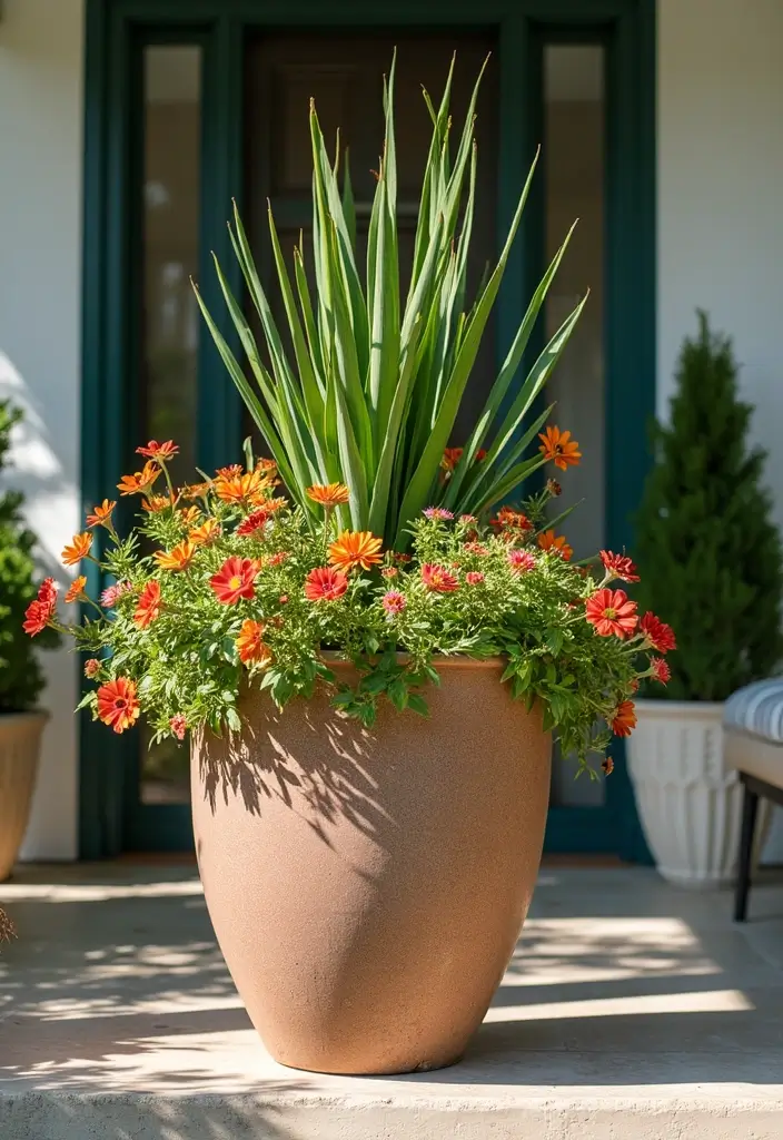 30 Front Porch Flower Pot Ideas That Make a Welcoming Entryway - 24. Large Statement Pots