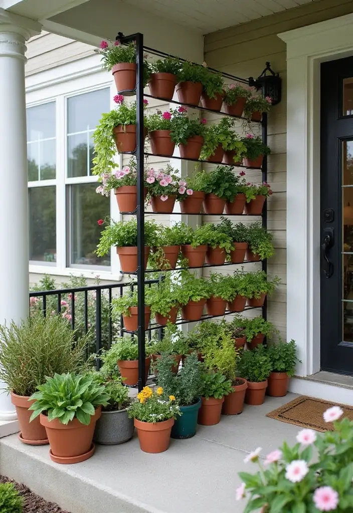 30 Front Porch Flower Pot Ideas That Make a Welcoming Entryway - 28. Vertical Garden Systems