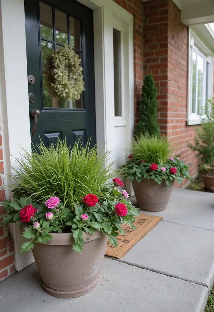 30 Front Porch Flower Pot Ideas That Make a Welcoming Entryway - 6. Seasonal Flower Rotations