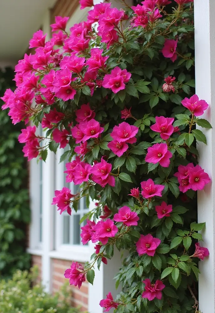 30 Front Porch Garden Ideas with Flower Beds to Welcome Guests - 18. Flourishing Bougainvillea