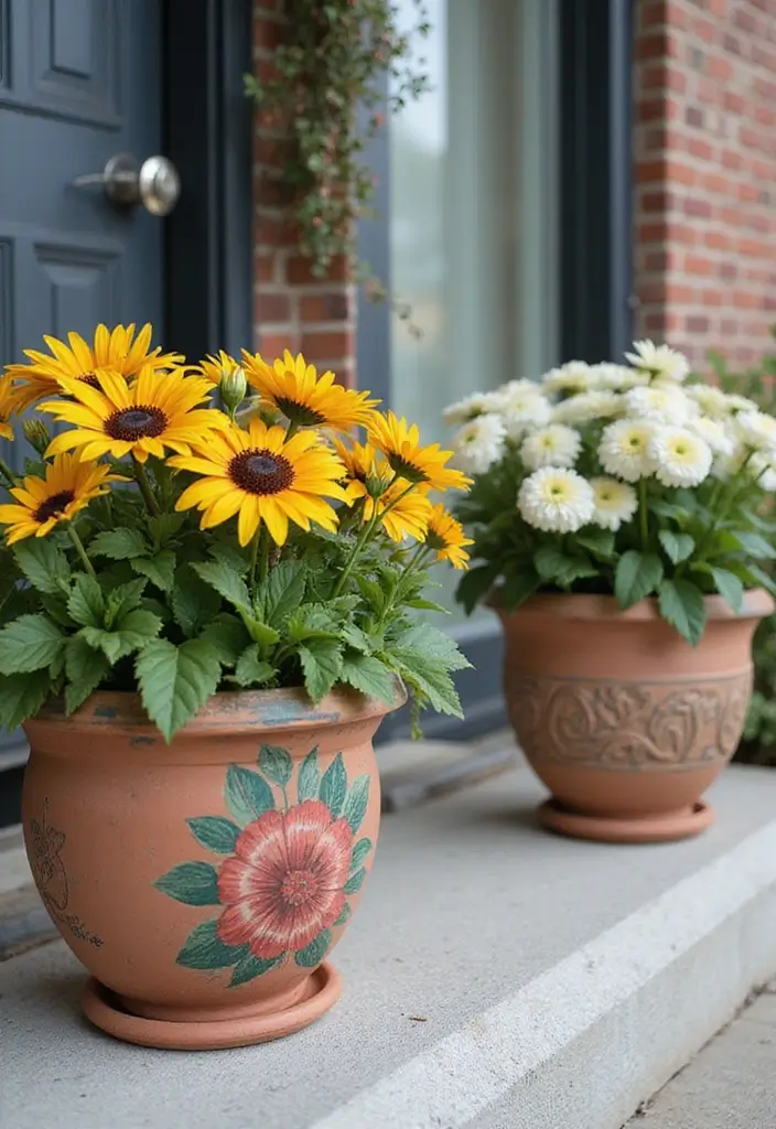 30 Front Porch Garden Ideas with Flower Beds to Welcome Guests - 26. Decorative Pot Covers