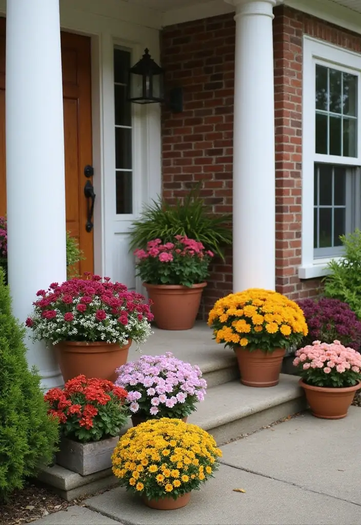 30 Front Porch Garden Ideas with Flower Beds to Welcome Guests - 3. Seasonal Flower Displays