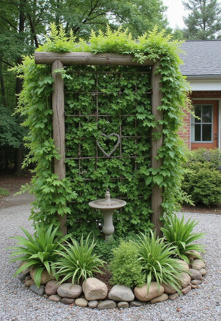 30+ Gravel Flower Bed Ideas That Are Low Maintenance and Beautiful - 10. Vertical Garden Integration