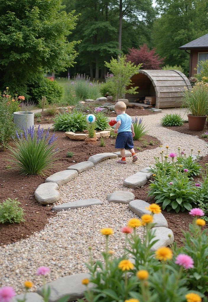 30+ Gravel Flower Bed Ideas That Are Low Maintenance and Beautiful - 14. Family-Friendly Design